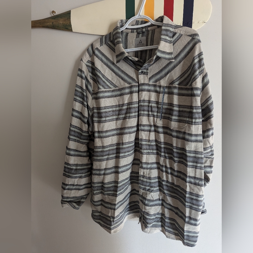 Ascend brand, from Cabela's. Men's 2XL. Cream with blue stripe